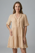 Women’s Dress with V Neck and Ruffle Detail