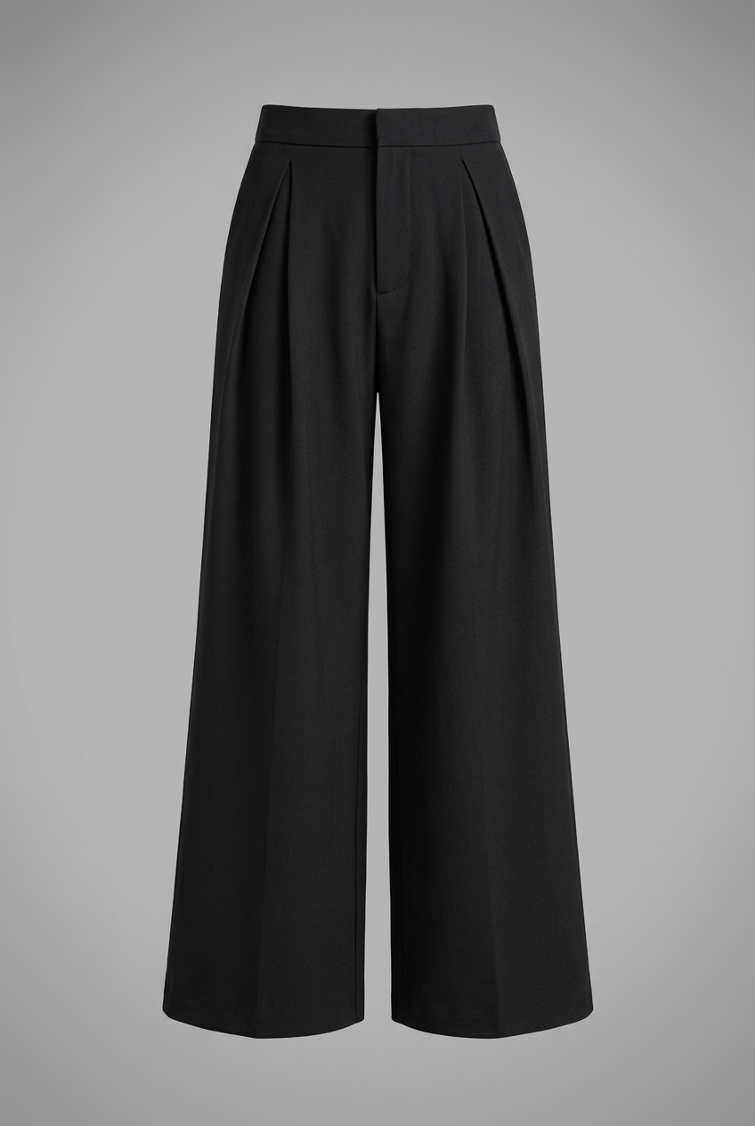 Women’s High Rise Wide Leg Trousers with Pleated Front