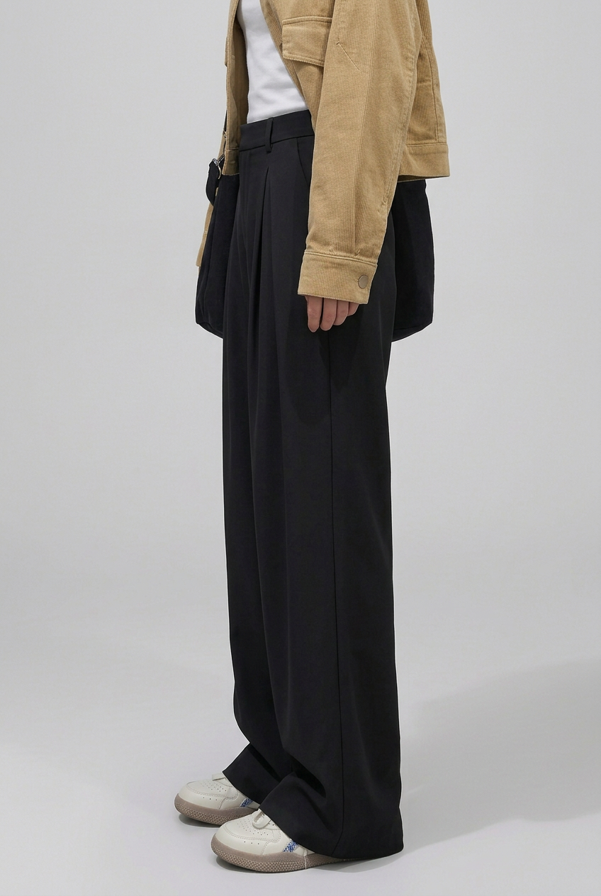 Women’s High Rise Wide Leg Trousers with Pleated Front