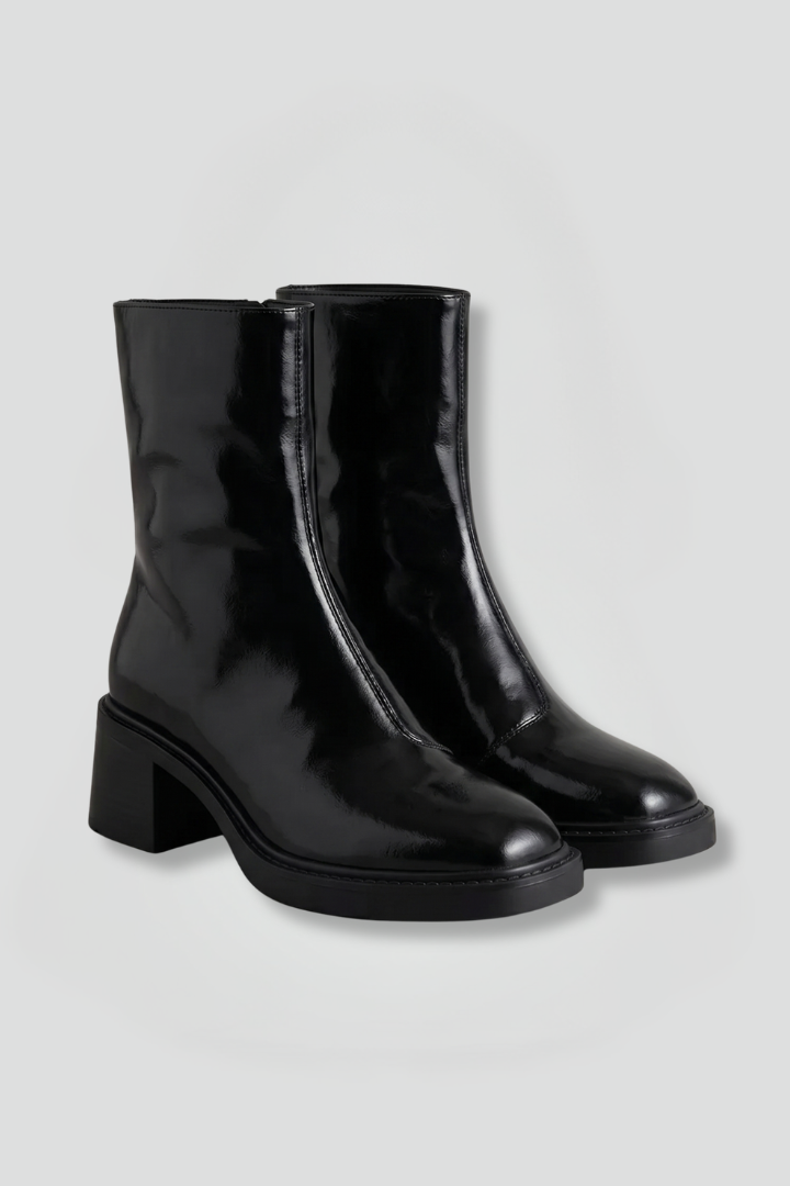 Women's Leather Ankle Boots with Block Heel for Fall
