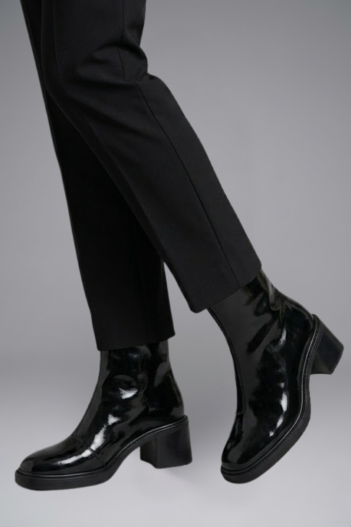Women's Leather Ankle Boots with Block Heel for Fall