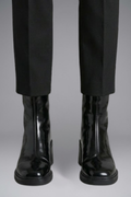 Women's Leather Ankle Boots with Block Heel for Fall