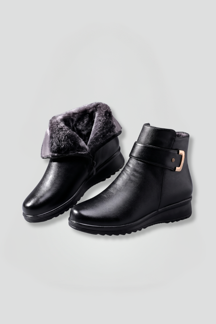 Women's Leather Boots with Orthopaedic Sole and Structured Upper