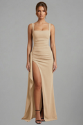 Women’s Maxi Dress with Open Back and Slip Design