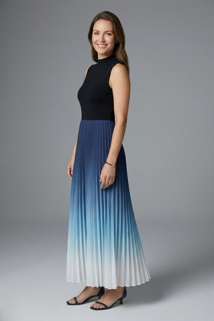 Women’s Maxi Dress with Sleeveless Design and Pleated Skirt
