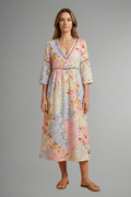 Women’s Maxi Dress with V Neckline and Patchwork Print