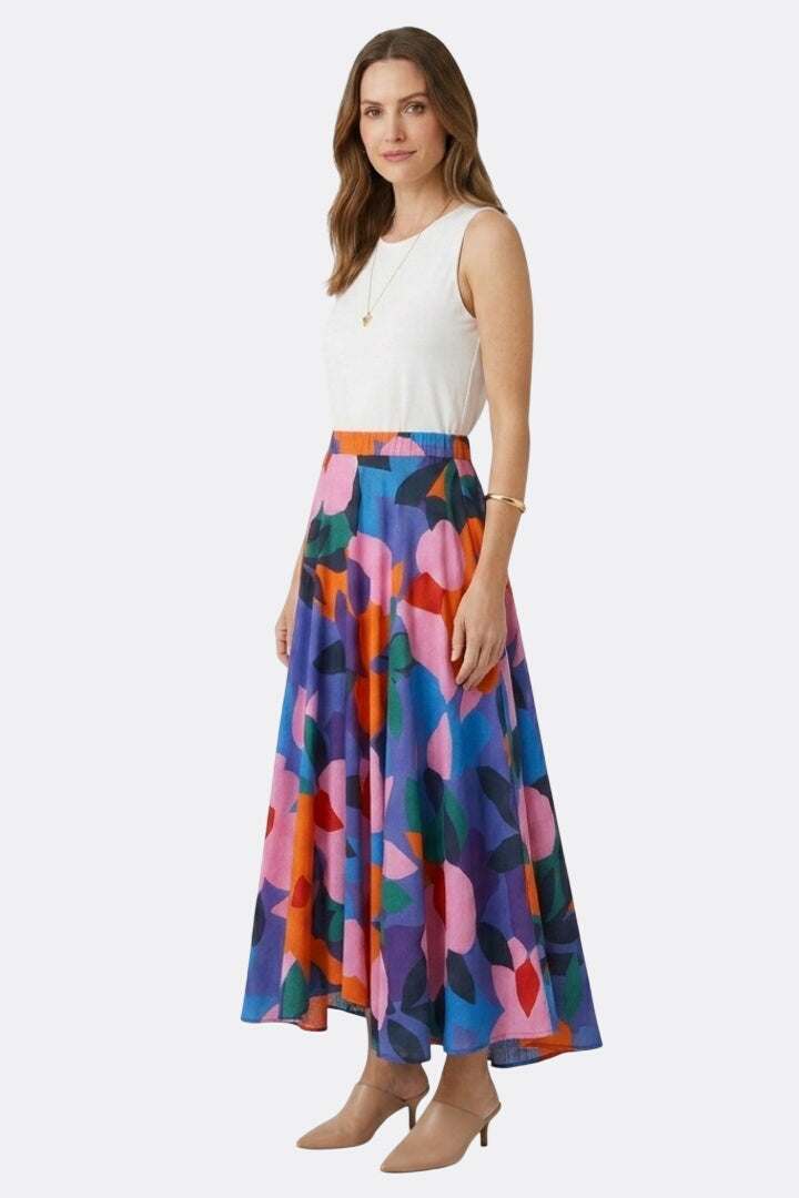 Women’s Maxi Skirt with Elastic Waist and Graphic Print
