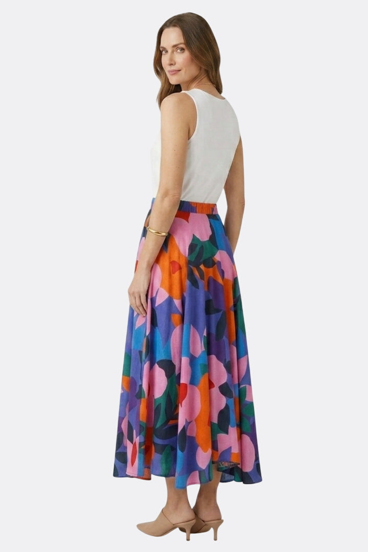 Women’s Maxi Skirt with Elastic Waist and Graphic Print