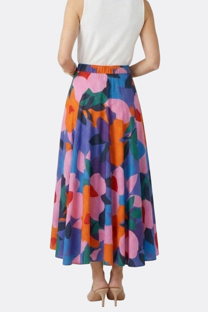 Women’s Maxi Skirt with Elastic Waist and Graphic Print