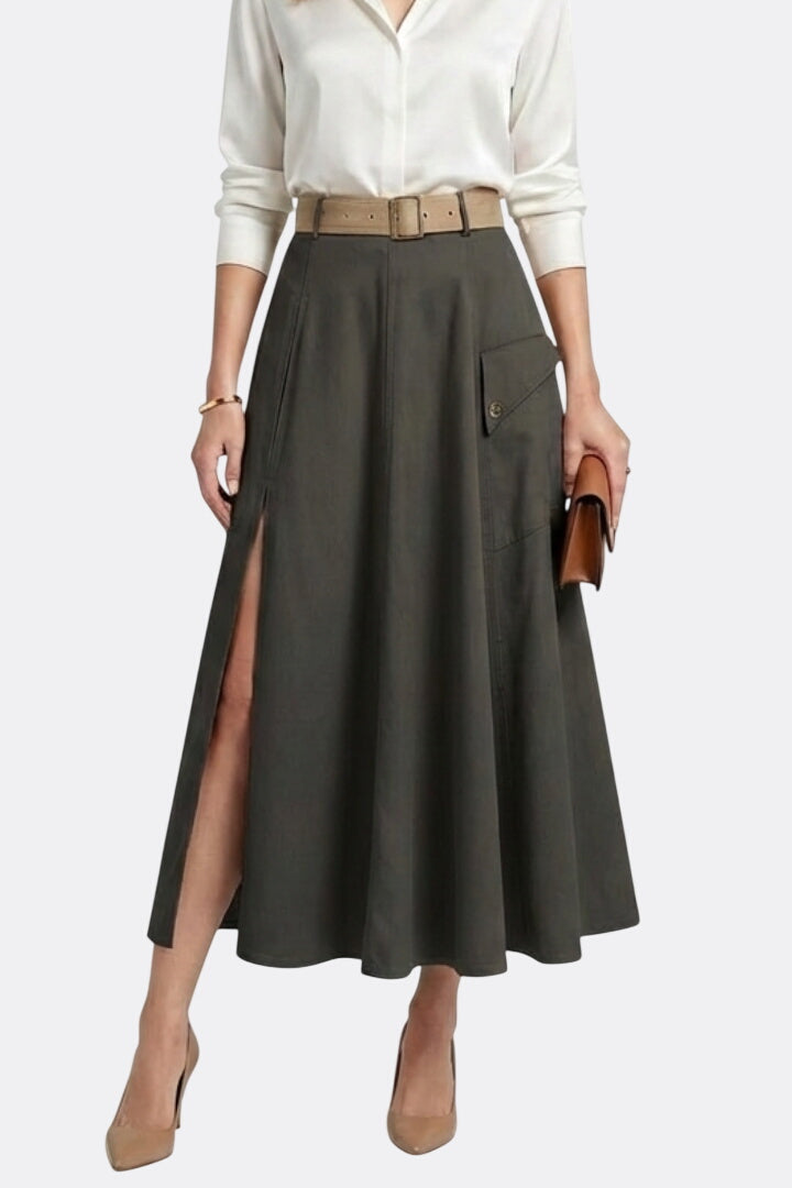 Women’s Maxi Skirt with Side Pockets and High Slit