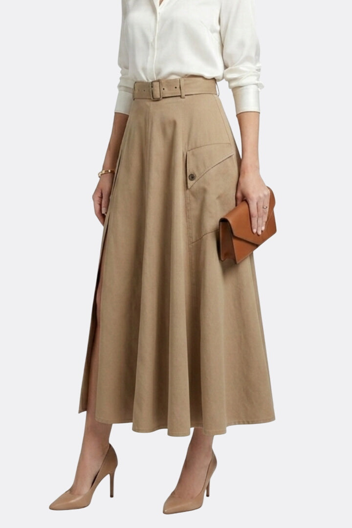 Women’s Maxi Skirt with Side Pockets and High Slit