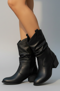 Women’s Mid-Calf Boots with Pull Tabs and Block Heel