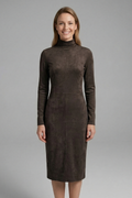 Women’s Midi Dress with High Neck and Long Sleeves