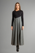 Women’s Midi Dress with Long Sleeves and Two Tone Design