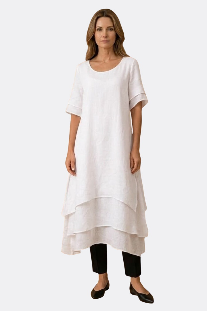 Elara | Open Neck Flowing Midi Dress