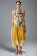 Women’s Midi Dress with Polka Pattern and Colourblock Design