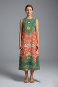 Women’s Midi Dress with Sleeveless Design and Floral Pattern