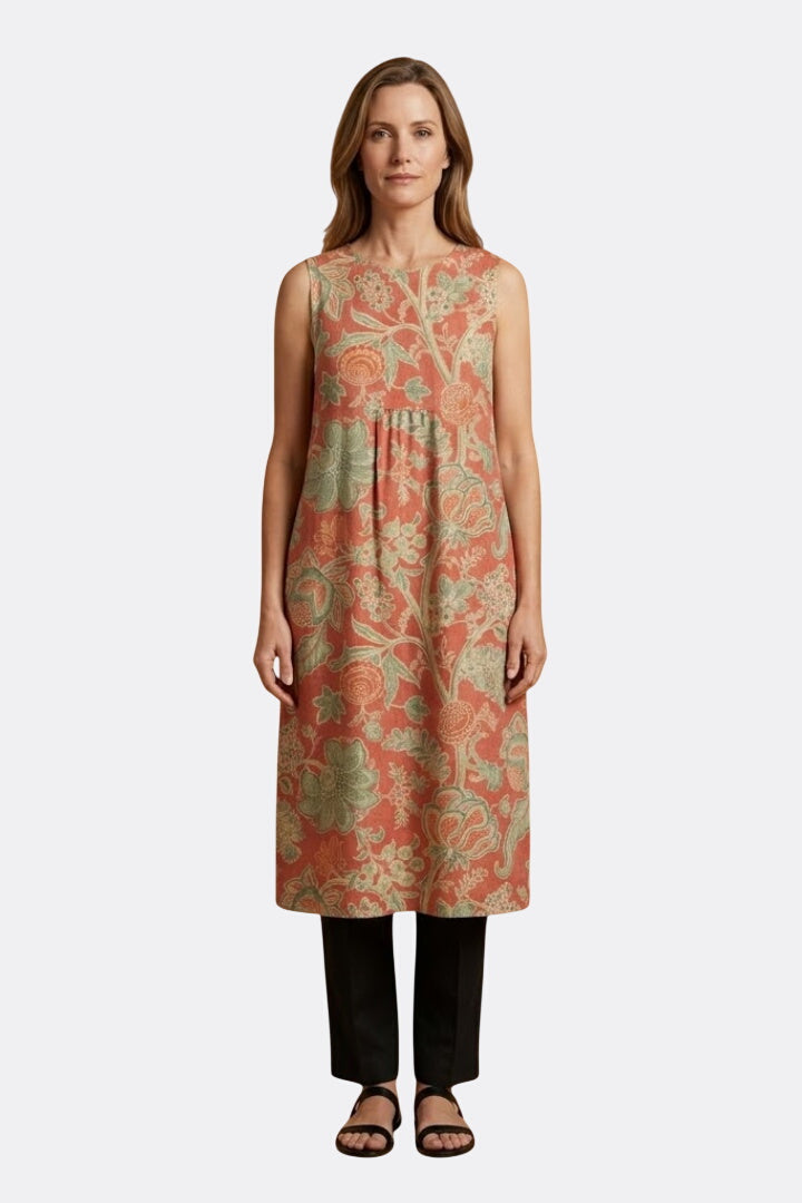 Freya | Linen Sleeveless Midi Dress