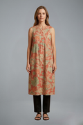 Women’s Midi Dress with Sleeveless Design and Linen Blend