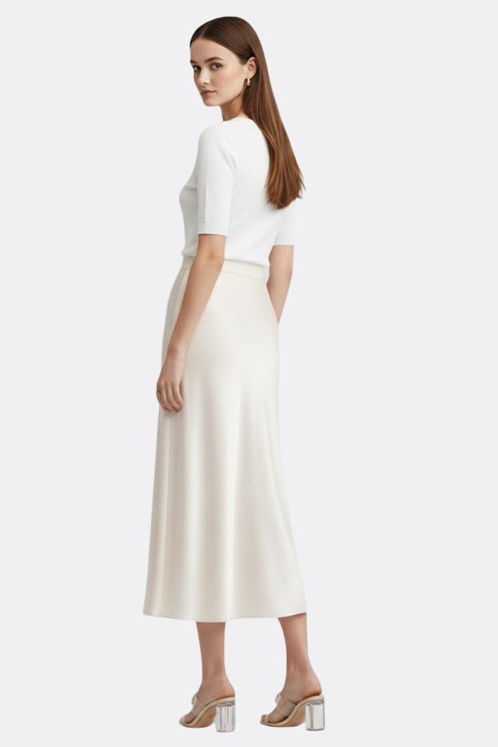 Women’s Midi Skirt with High Waist and Draped Cut