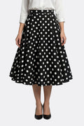 Women’s Midi Skirt with High Waist and Polka Dot Print