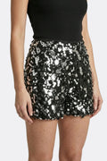Women’s Mini Skirt with Fitted Waist and Sequin Surface