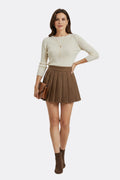 Women’s Mini Skirt with Pleated Design and High Waist