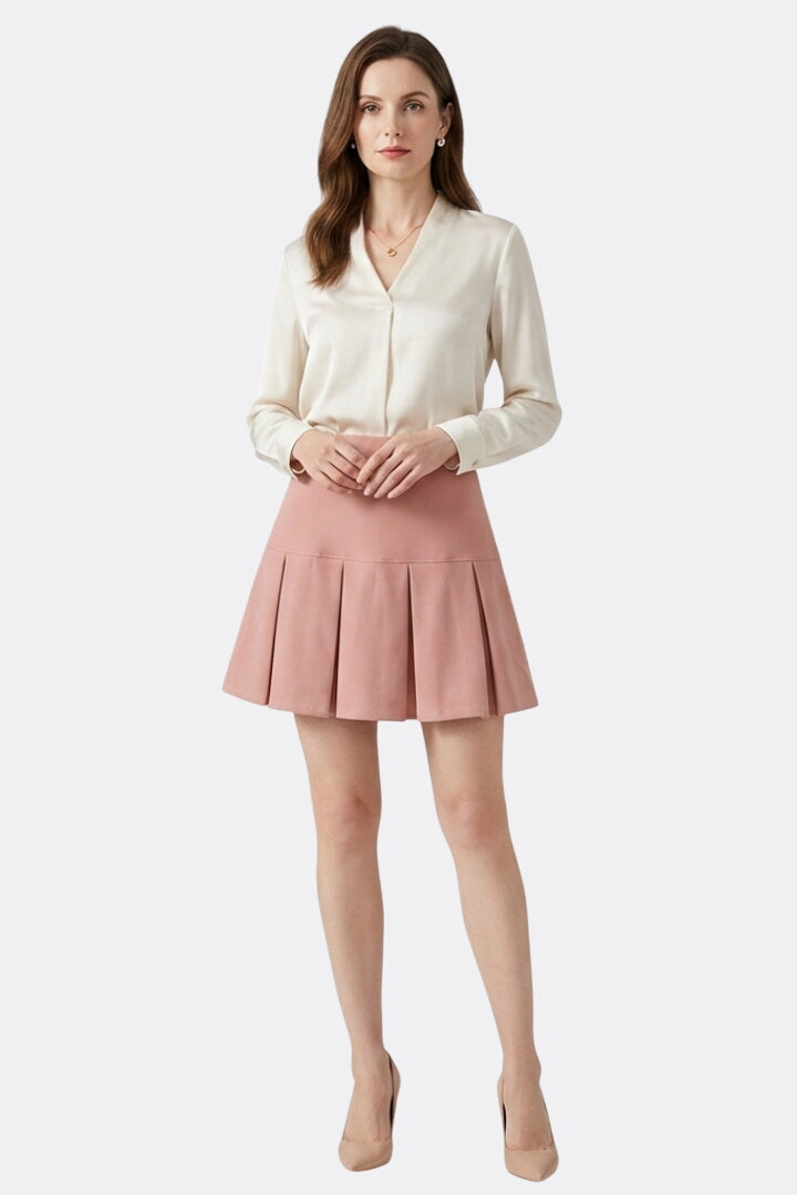 Women’s Mini Skirt with Pleats and High Waist