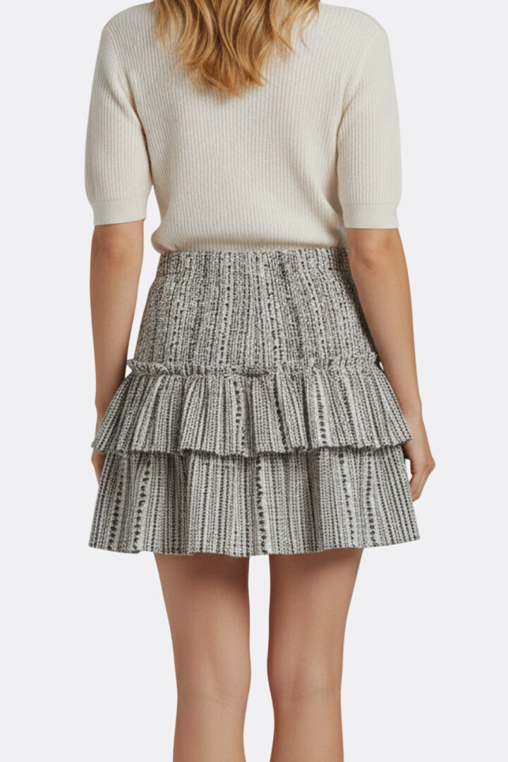 Women’s Mini Skirt with Shirred Waist and Ruffle Layers