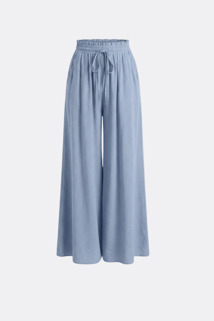 Women’s Palazzo Trousers with Drawstring Waist and Side Pockets