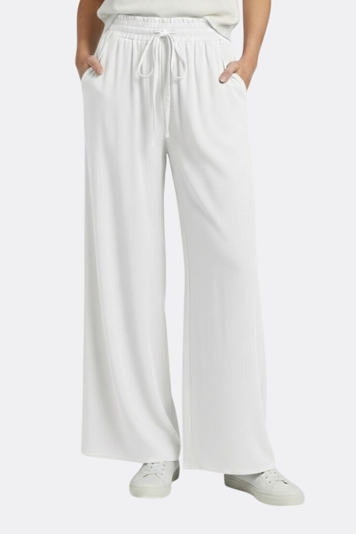 Women’s Palazzo Trousers with Drawstring Waist and Side Pockets