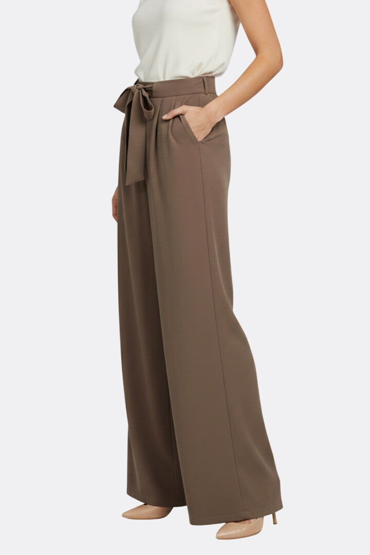 Women’s Palazzo Trousers with Drawstring Waist and Side Pockets