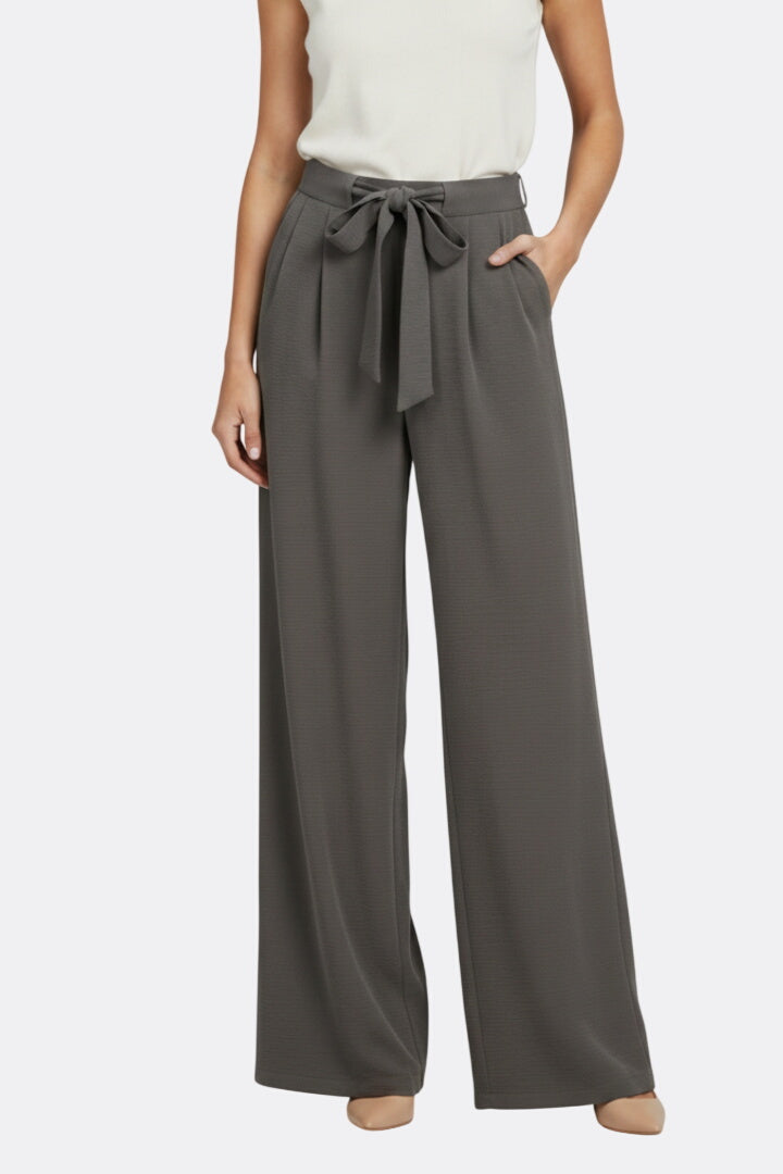 Women’s Palazzo Trousers with Drawstring Waist and Side Pockets