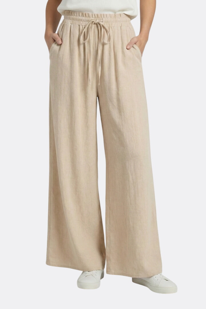 Women’s Palazzo Trousers with Drawstring Waist and Side Pockets