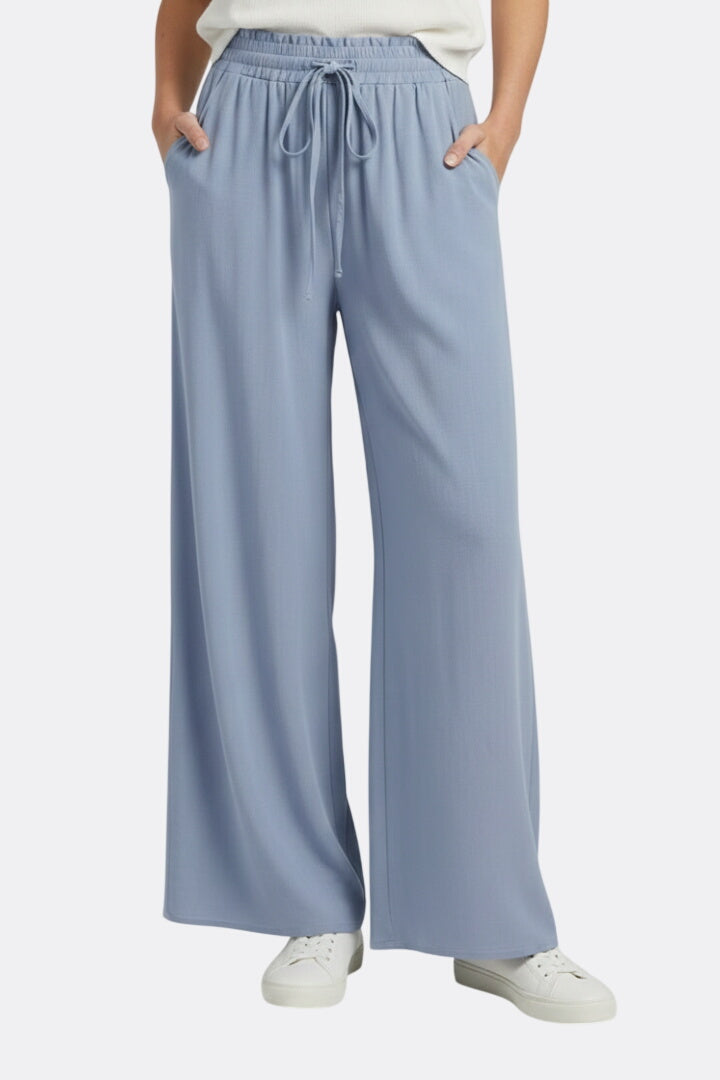 Women’s Palazzo Trousers with Drawstring Waist and Side Pockets
