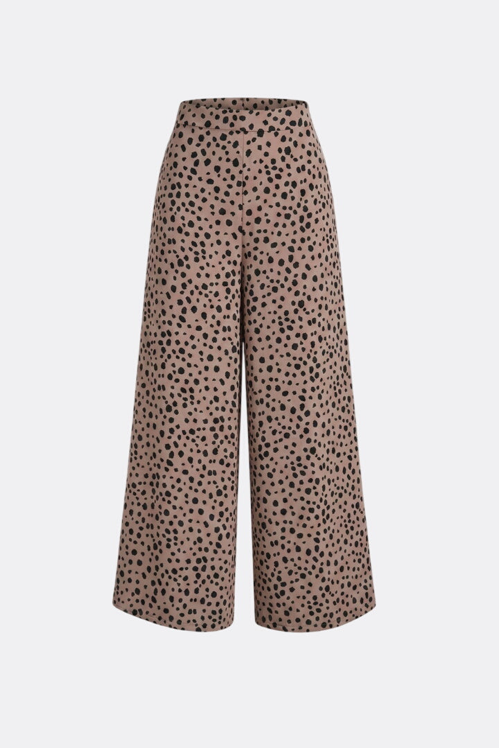 Women’s Palazzo Trousers with High Waist and Polka Dot Pattern
