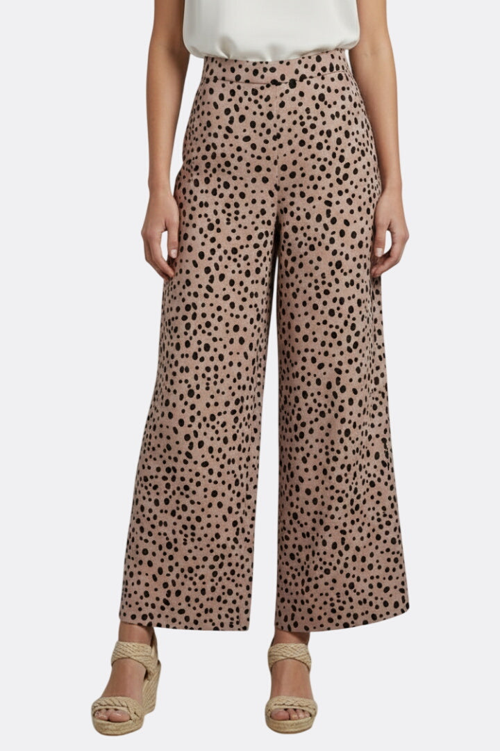 Women’s Palazzo Trousers with High Waist and Polka Dot Pattern