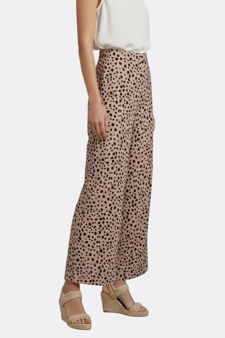 Women’s Palazzo Trousers with High Waist and Polka Dot Pattern