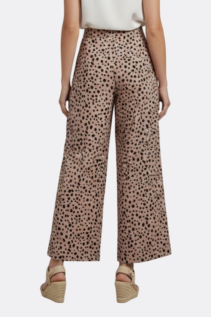 Women’s Palazzo Trousers with High Waist and Polka Dot Pattern