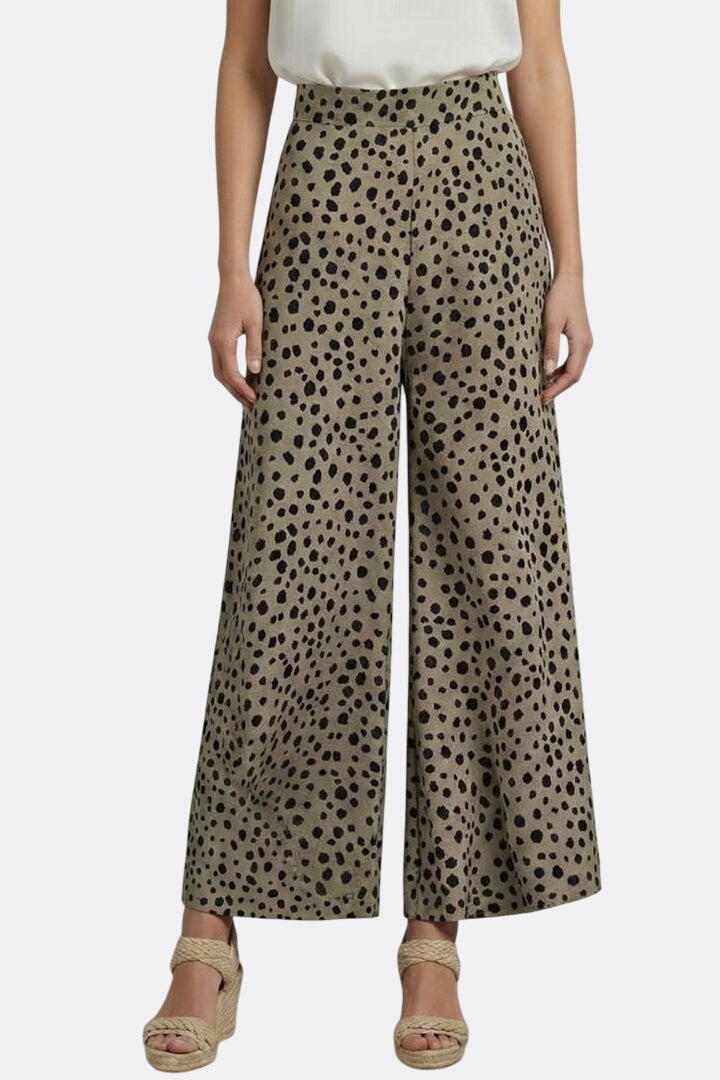 Women’s Palazzo Trousers with High Waist and Polka Dot Pattern