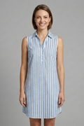 Women’s Shirt Dress with Button Front and Striped Pattern