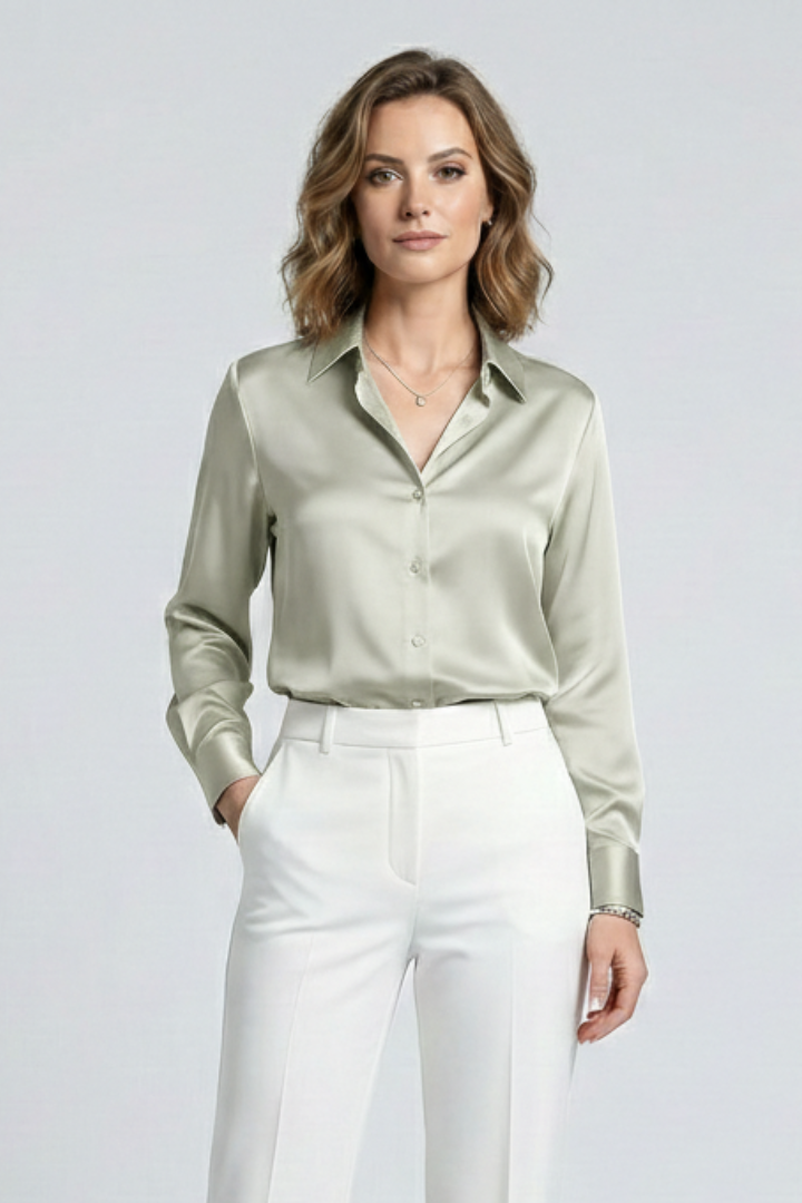 Women’s Shirt with Button Fastening and Collared Neck