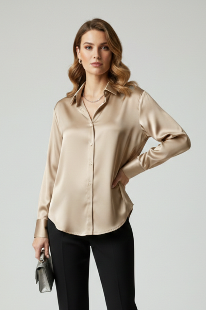 Women’s Shirt with Button Fastening and Collared Neck