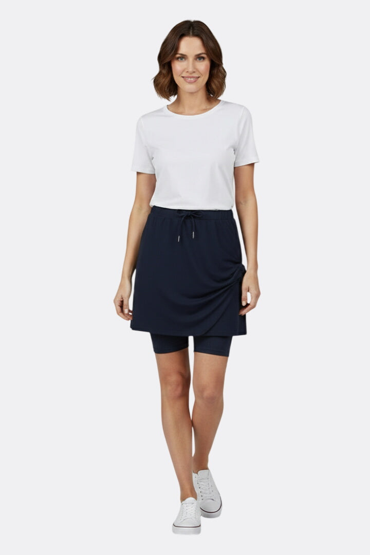 Women’s Skirt with Drawstring Waist and Built-In Shorts