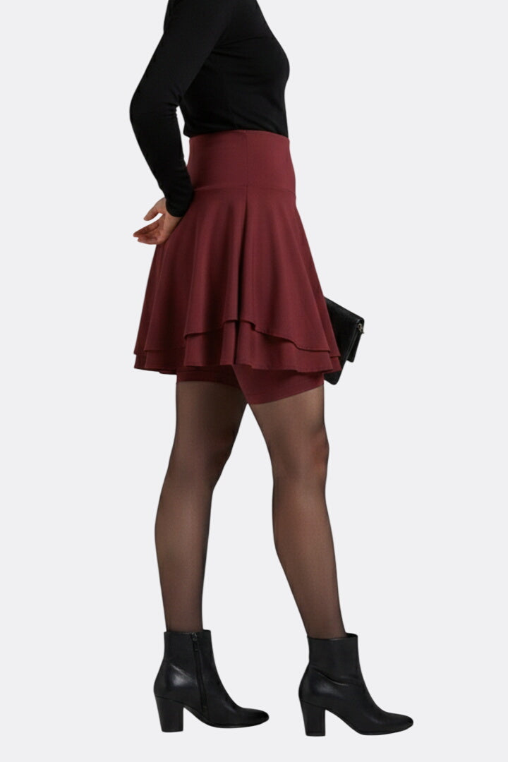 Women’s Skirt with High Waist and Built-In Shorts