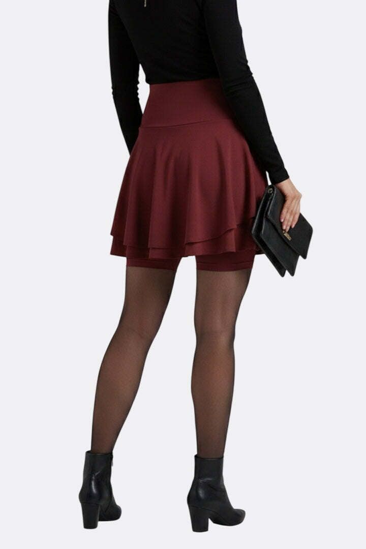 Women’s Skirt with High Waist and Built-In Shorts