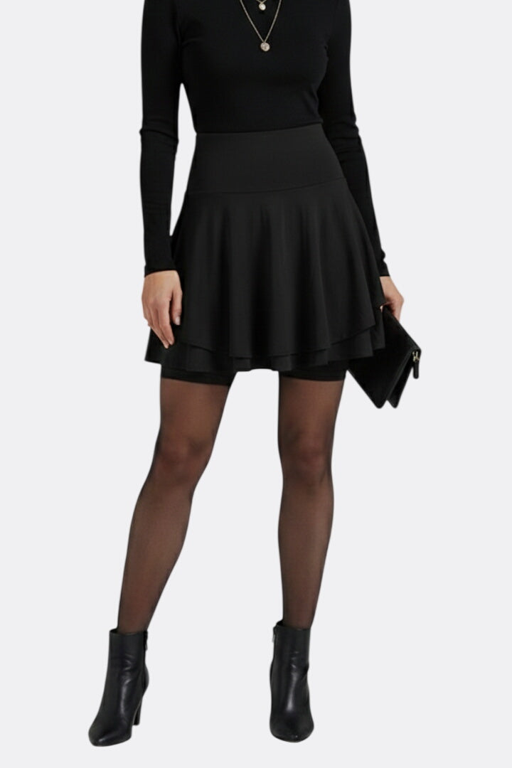 Women’s Skirt with High Waist and Built-In Shorts