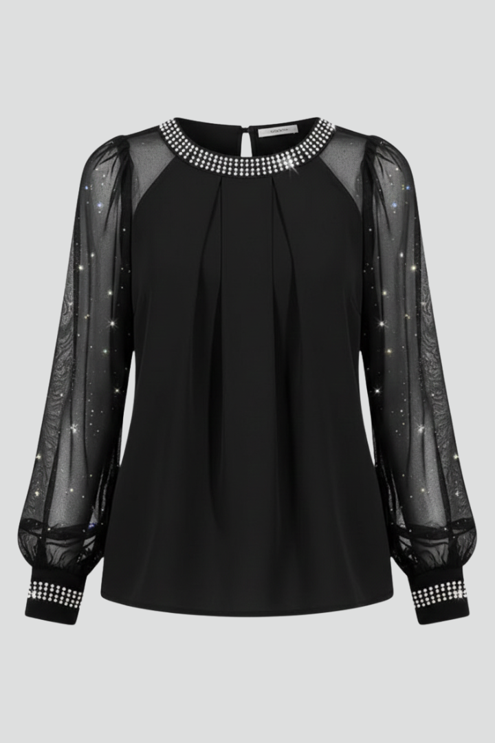 Women’s Top with Round Neck and Long Sleeves