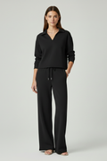 Women’s Two-Piece Set with V-Neck Top and Wide-Leg Pants