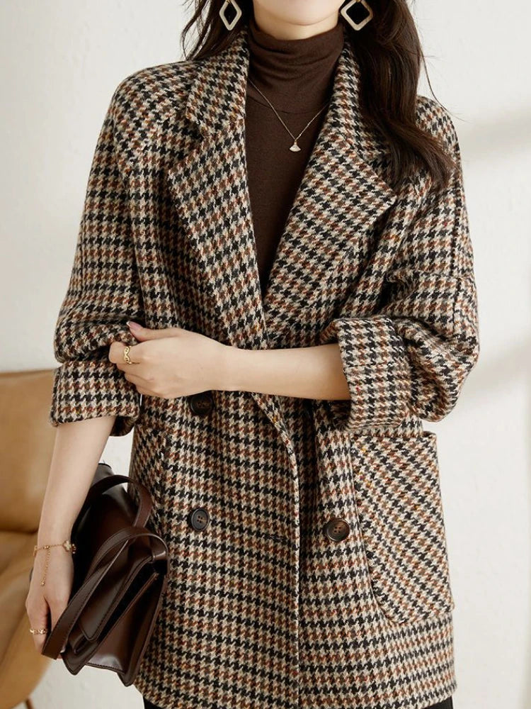 Harriet | Oversized Houndstooth Longline Blazer